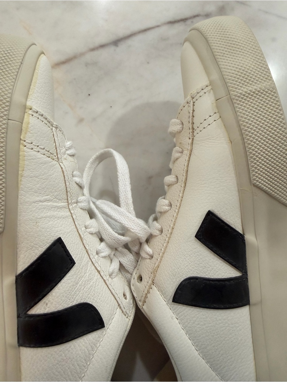 Veja White Sneakers with Black V Detail - Picture 3 of 12